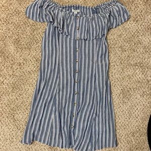 Blue and white striped dress